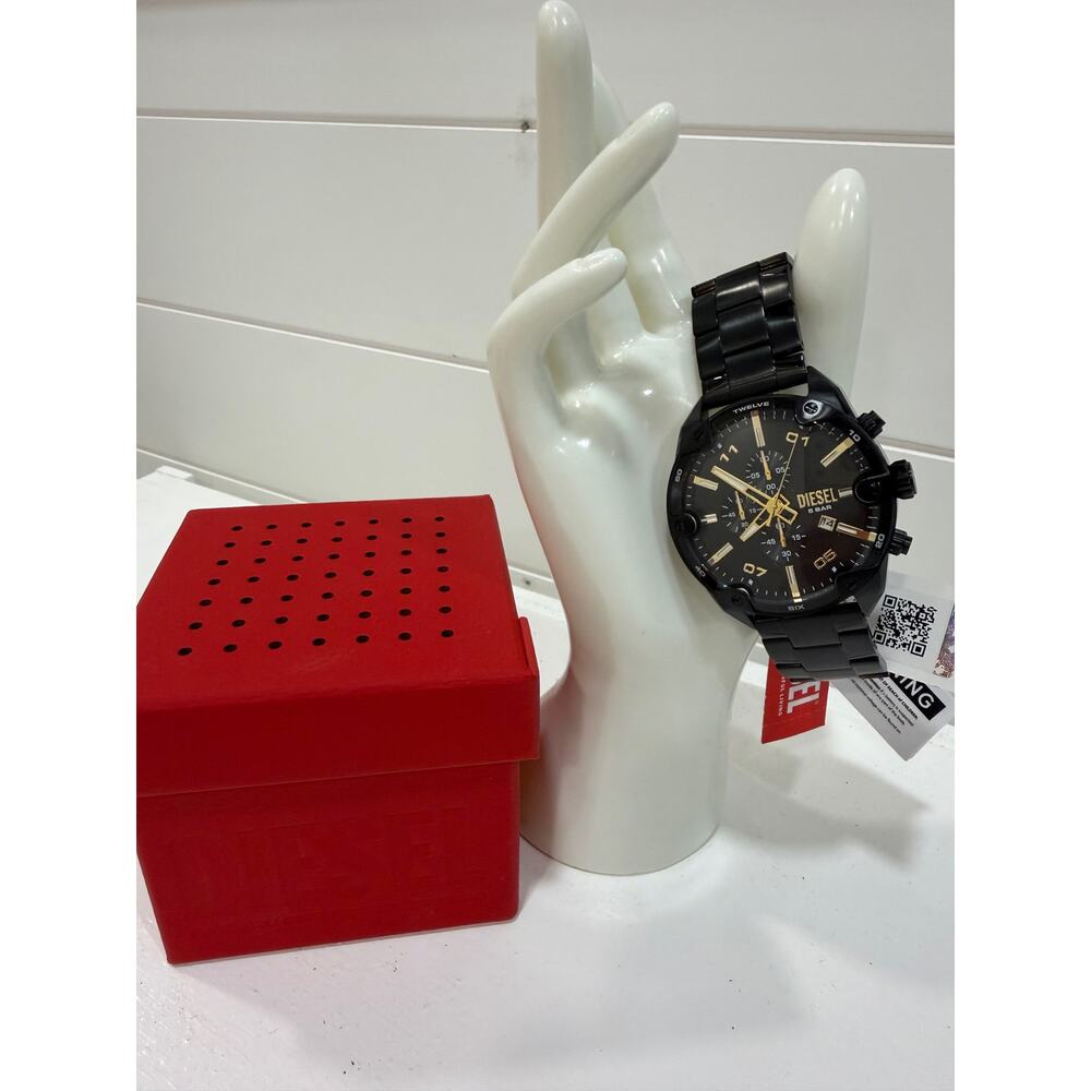 Diesel Men's Spiked Chronograph Black Stainless Steel Watch 49mm
